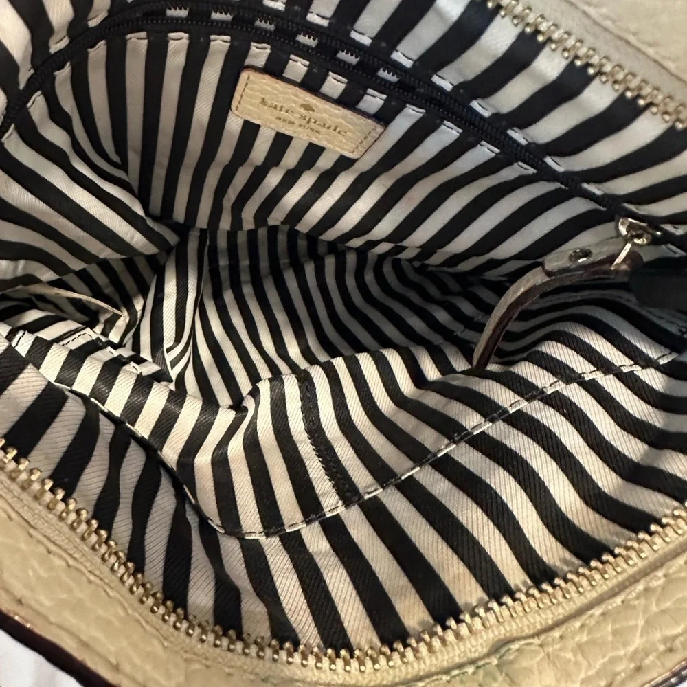 Kate Spade Tan Black Two Tone Colorblock Crossbody Leather Square Bag purse